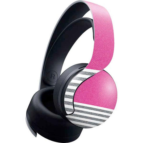 Pink and Grey Stripes PULSE 3D Wireless Headset for PS5 Skin