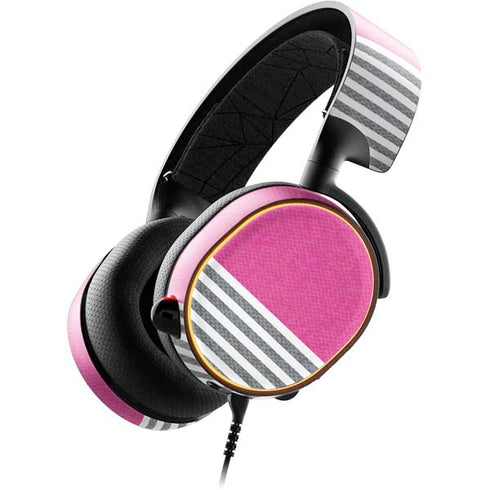 Pink and Grey Stripes SteelSeries Arctis 5 Skin
