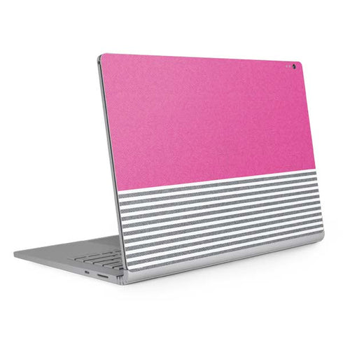 Pink and Grey Stripes Surface Book 2 15in Skin