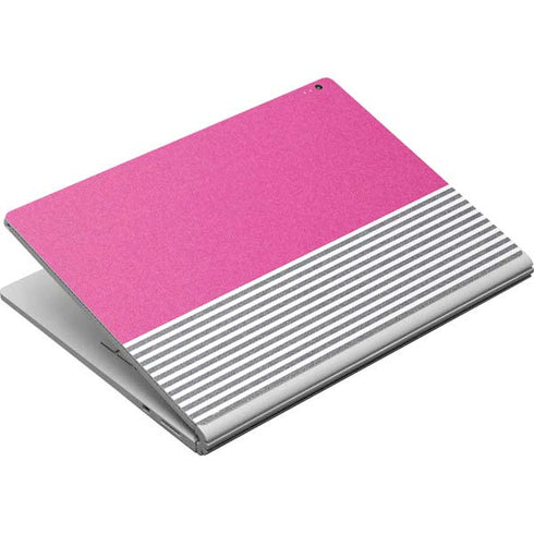 Pink and Grey Stripes Surface Book Skin