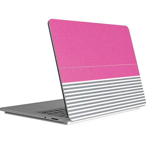 Pink and Grey Stripes Surface Laptop Studio Skin