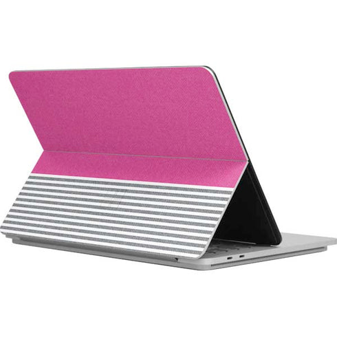 Pink and Grey Stripes Surface Laptop Studio Skin
