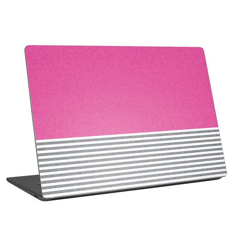 Pink and Grey Stripes Universal Laptop 13in (10.6 x 7.6in) Skin