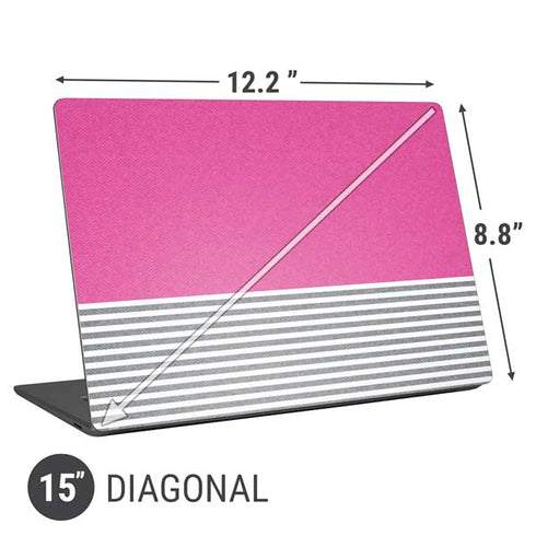 Pink and Grey Stripes Universal Laptop 15in (12.2 x 8.8in) Skin