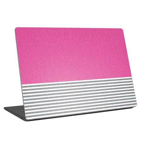 Pink and Grey Stripes Universal Laptop 18in (14.6 x 10.6in) Skin