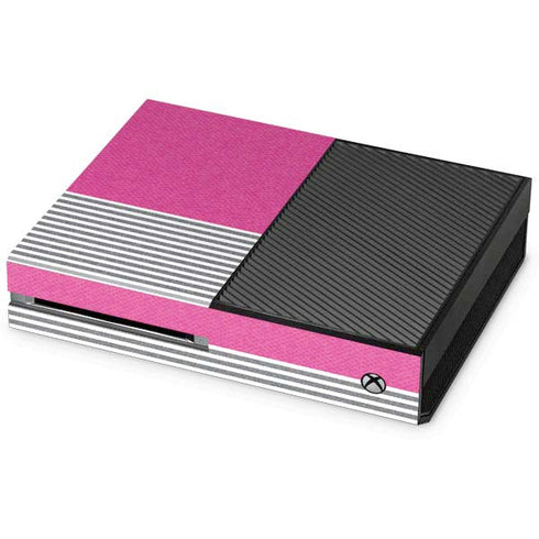 Pink and Grey Stripes Xbox One Console Skin
