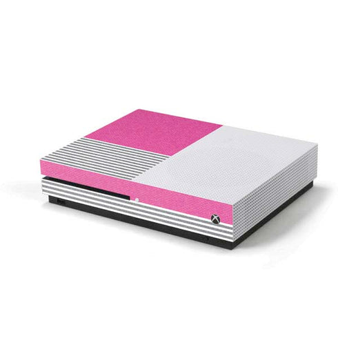 Pink and Grey Stripes Xbox One S Console Skin