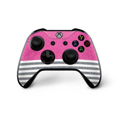 Pink and Grey Stripes Xbox One X Controller Skin