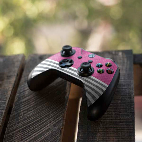 Pink and Grey Stripes Xbox One X Controller Skin
