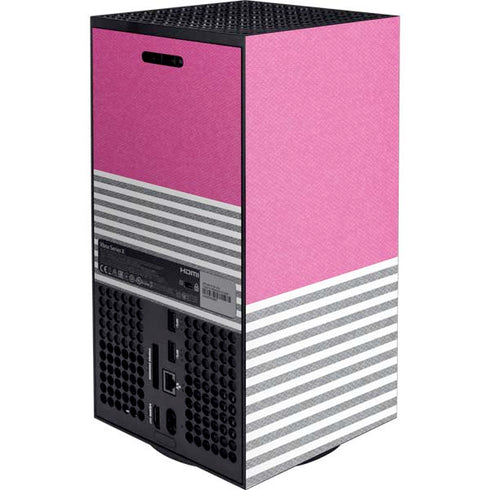 Pink and Grey Stripes Xbox Series X Console Skin