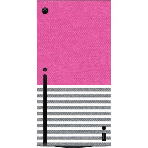 Pink and Grey Stripes Xbox Series X Console Skin