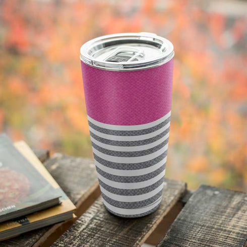 Pink and Grey Stripes Yeti 20oz Tumbler Skin