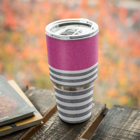 Pink and Grey Stripes Yeti 30oz Rambler Tumbler Skin