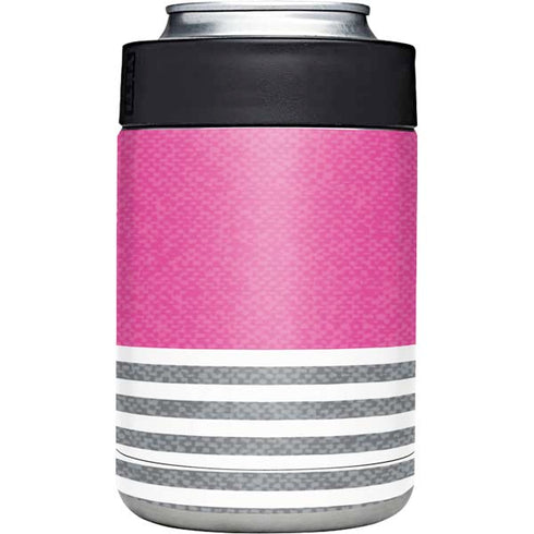 Pink and Grey Stripes Yeti Colster Can Insulator Skin