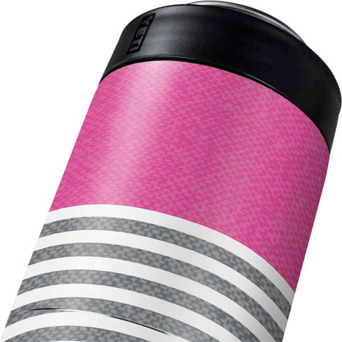 Pink and Grey Stripes Yeti Colster Can Insulator Skin