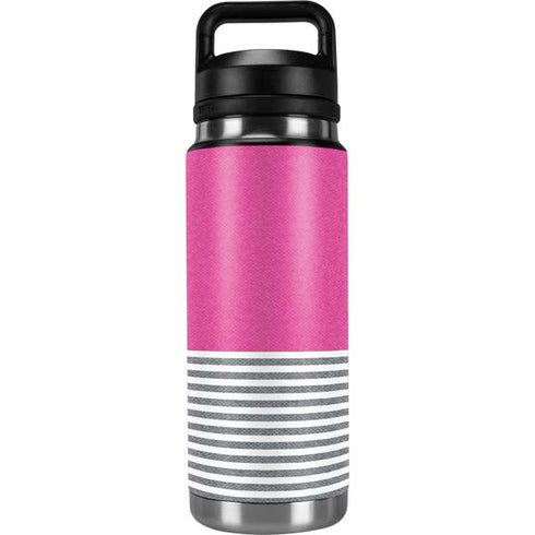 Pink and Grey Stripes YETI Rambler 26oz Bottle Skin