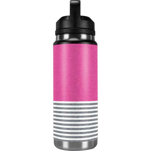 Pink and Grey Stripes YETI Rambler 26oz Bottle Skin