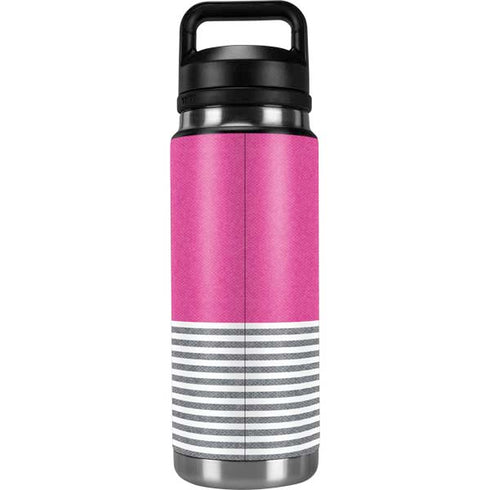 Pink and Grey Stripes YETI Rambler 26oz Bottle Skin