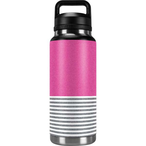 Pink and Grey Stripes YETI Rambler 36oz Bottle Skin