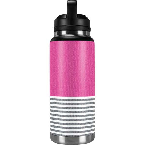 Pink and Grey Stripes YETI Rambler 36oz Bottle Skin