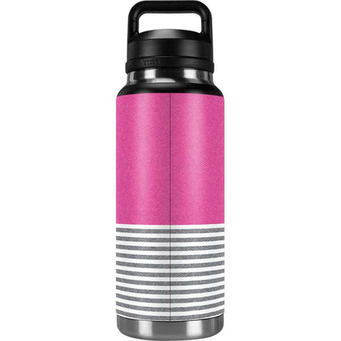 Pink and Grey Stripes YETI Rambler 36oz Bottle Skin