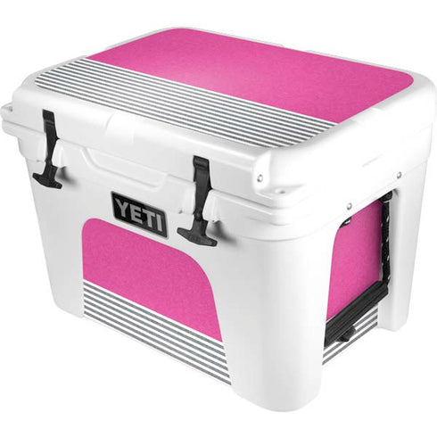 Pink and Grey Stripes YETI Tundra 35 Hard Cooler Skin