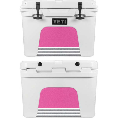 Pink and Grey Stripes YETI Tundra 35 Hard Cooler Skin