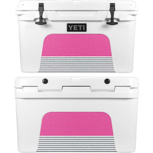 Pink and Grey Stripes YETI Tundra 45 Hard Cooler Skin