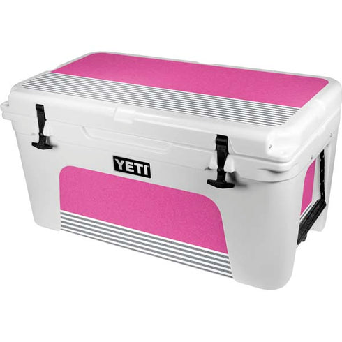 Pink and Grey Stripes YETI Tundra 65 Hard Cooler Skin