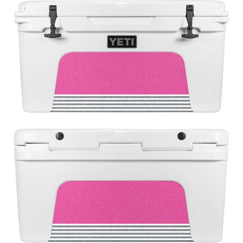 Pink and Grey Stripes YETI Tundra 65 Hard Cooler Skin