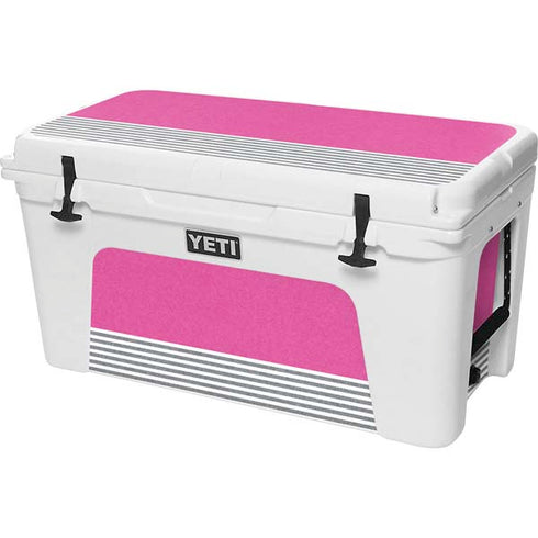 Pink and Grey Stripes YETI Tundra 75 Hard Cooler Skin