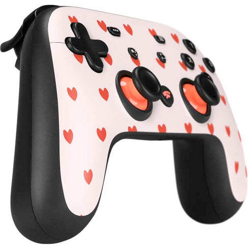 Pink and Red Hearts Google Stadia Controller Skin