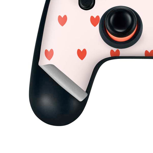 Pink and Red Hearts Google Stadia Controller Skin