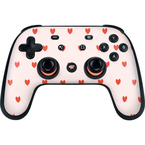 Pink and Red Hearts Google Stadia Controller Skin