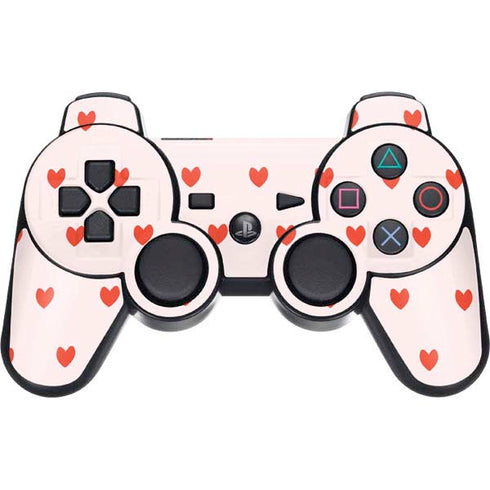 Pink and Red Hearts PS3 Dual Shock wireless controller Skin