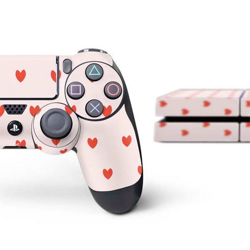 Pink and Red Hearts PS4 Console and Controller Bundle Skin
