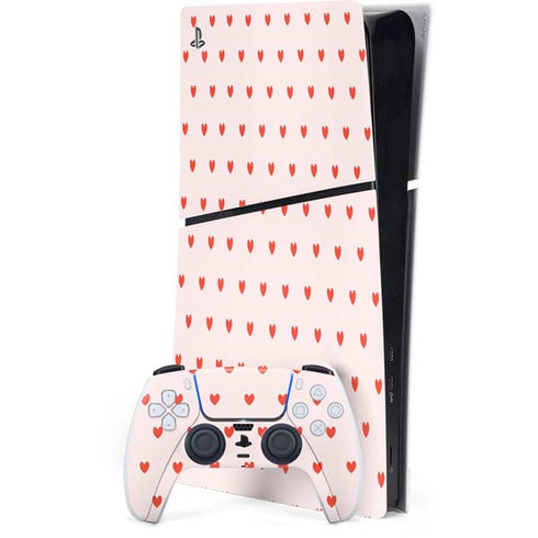 Pink and Red Hearts PS5 Slim Digital Edition Bundle Skin