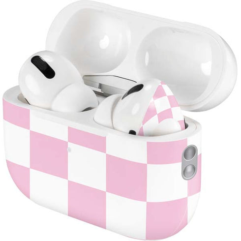Pink and White Checkerboard AirPods Pro 2nd Gen Skin