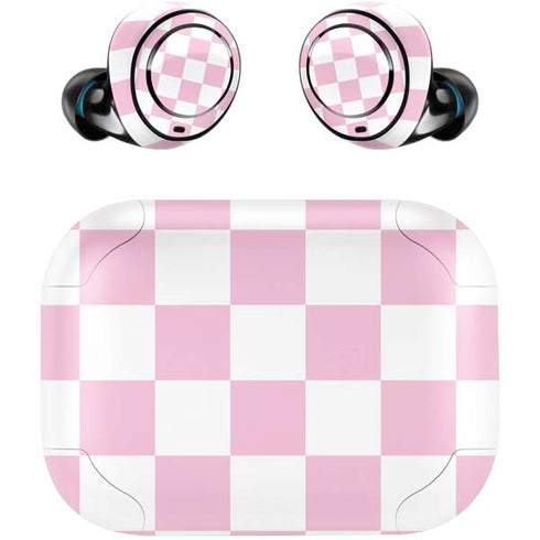 Pink and White Checkerboard Amazon Echo Buds Skin
