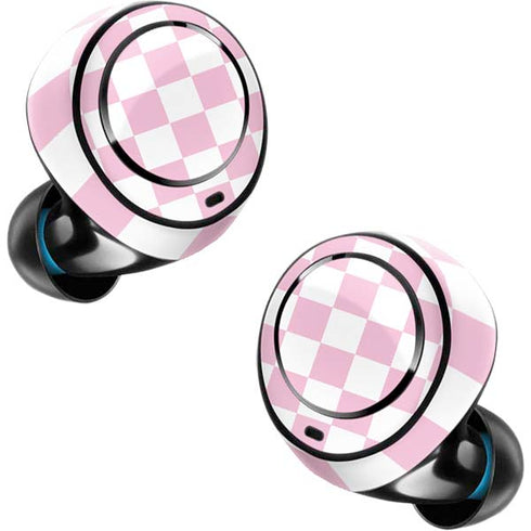 Pink and White Checkerboard Amazon Echo Buds Skin