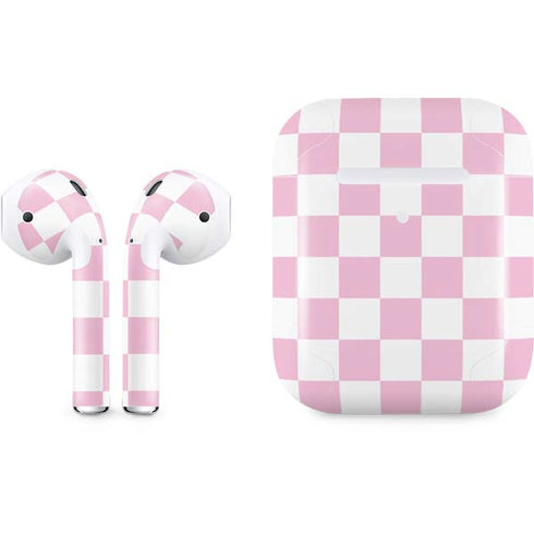 Pink and White Checkerboard Apple AirPods 2 Skin