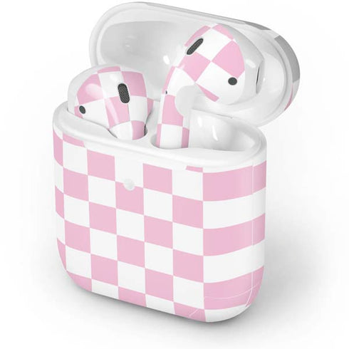 Pink and White Checkerboard Apple AirPods 2 Skin