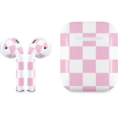 Pink and White Checkerboard Apple AirPods Skin