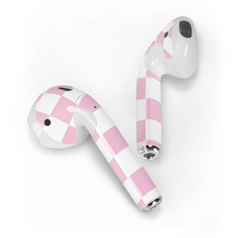 Pink and White Checkerboard Apple AirPods Skin