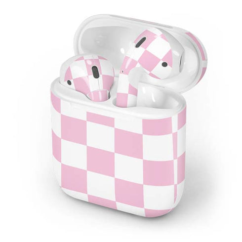 Pink and White Checkerboard Apple AirPods Skin