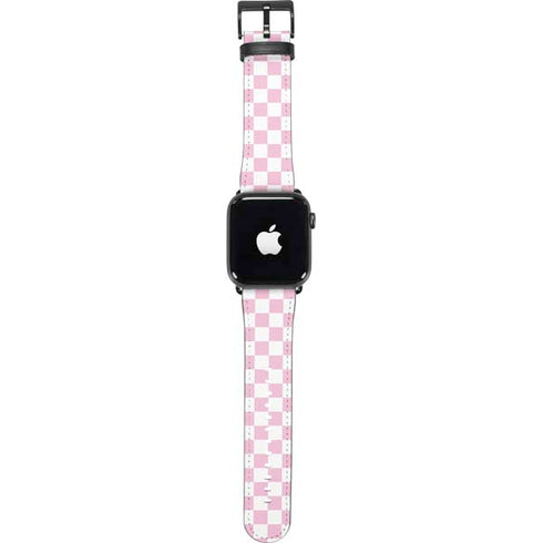Pink and White Checkerboard Apple Watch Band 42-44mm