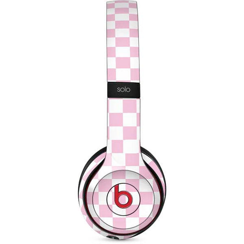 Pink and White Checkerboard Beats Solo 2 Wireless Skin