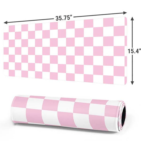 Pink and White Checkerboard Gaming Mouse Pad