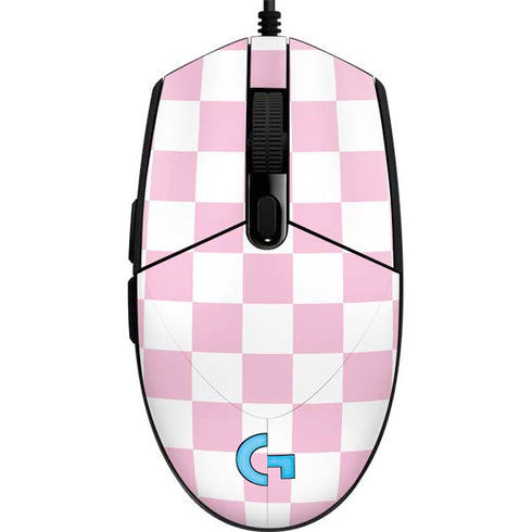 Pink and White Checkerboard G203 Prodigy RGB Wired Gaming Mouse Skin