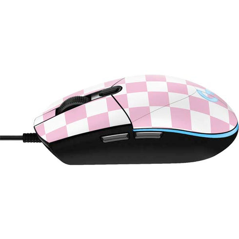 Pink and White Checkerboard G203 Prodigy RGB Wired Gaming Mouse Skin